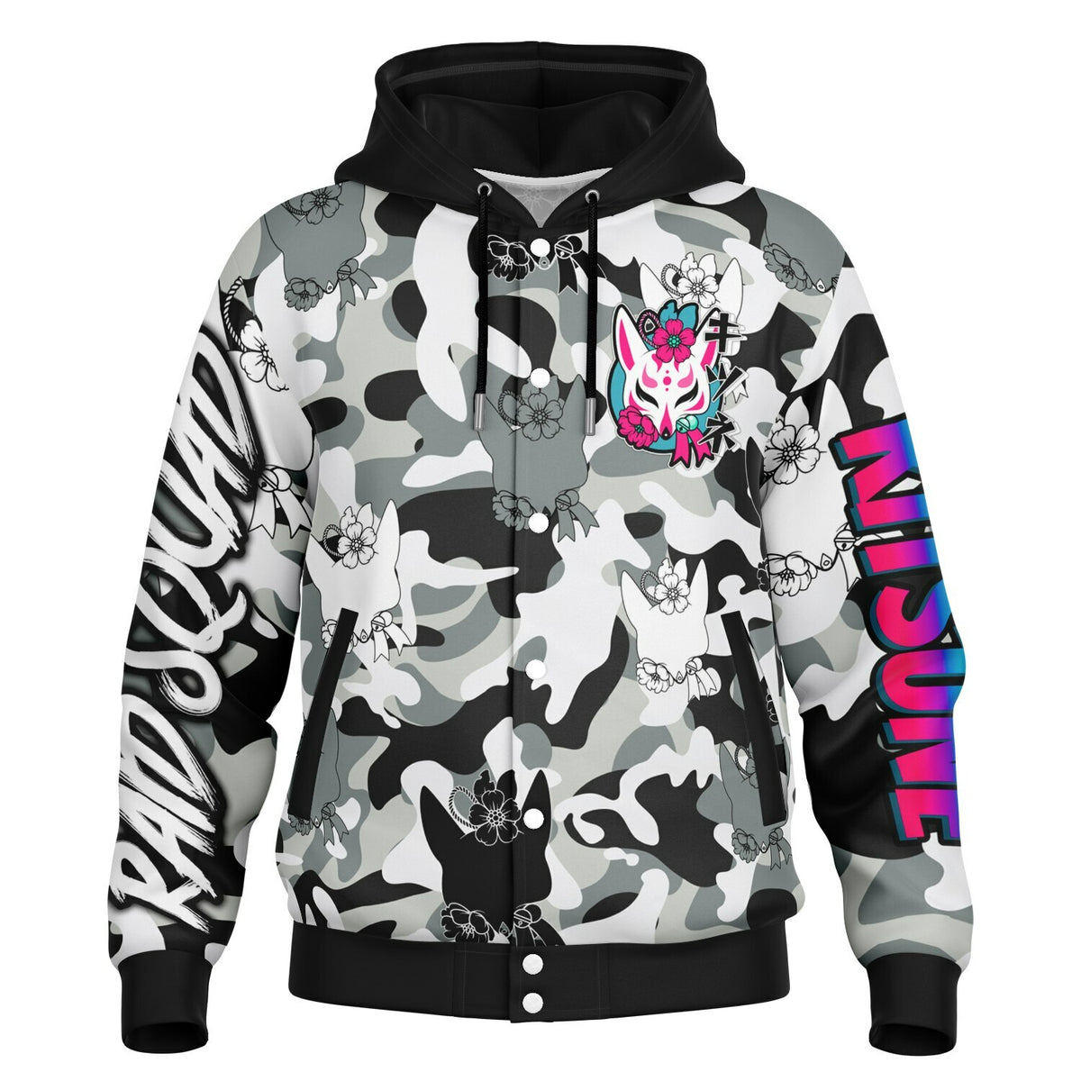 Kitsune Heavyweight Hooded Baseball Jacket
